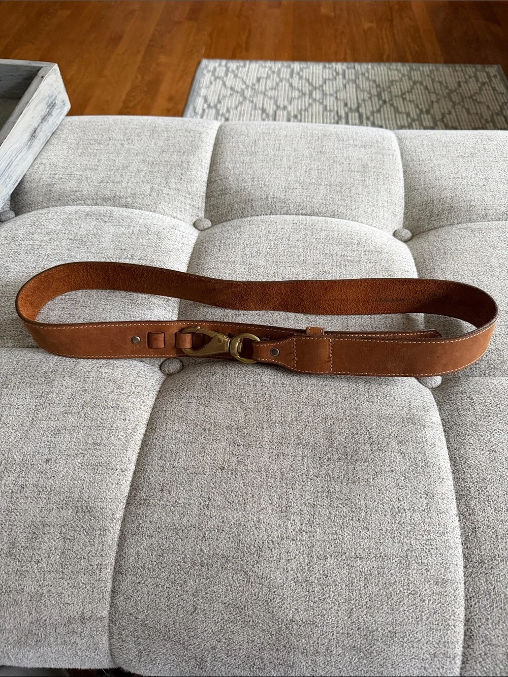 Vintage Brown Leather Belt Brass Clasp Size 38 Classic Casual